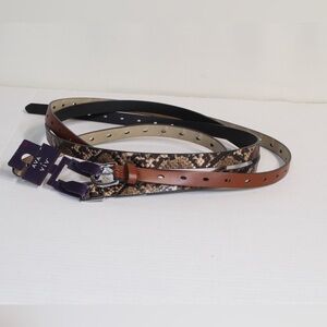 Ava & Viv Snakeskin Brown Belt 2-pack NWT